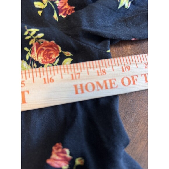 Free People Tate Tunic Bell Sleeve Black Floral Open Back Tie Neck Top Sz Small - Picture 5 of 6